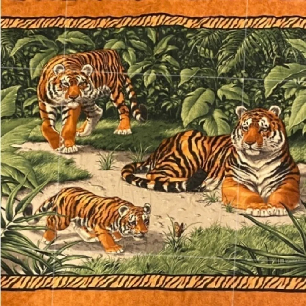 Fabric Quilted Tiger Wallhanging White Tiger on Back